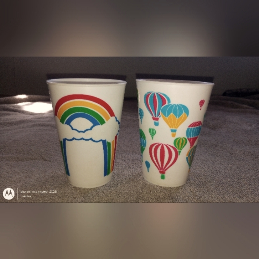 Two vintage plastics cups from the 70s